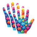 (3 Pack) Autism Awareness Decals - Puzzle Piece Hand - Inclusion Decals - 3 Inches On Longest Side - Easy Peel & Apply - Made in USA - 3MCS6654