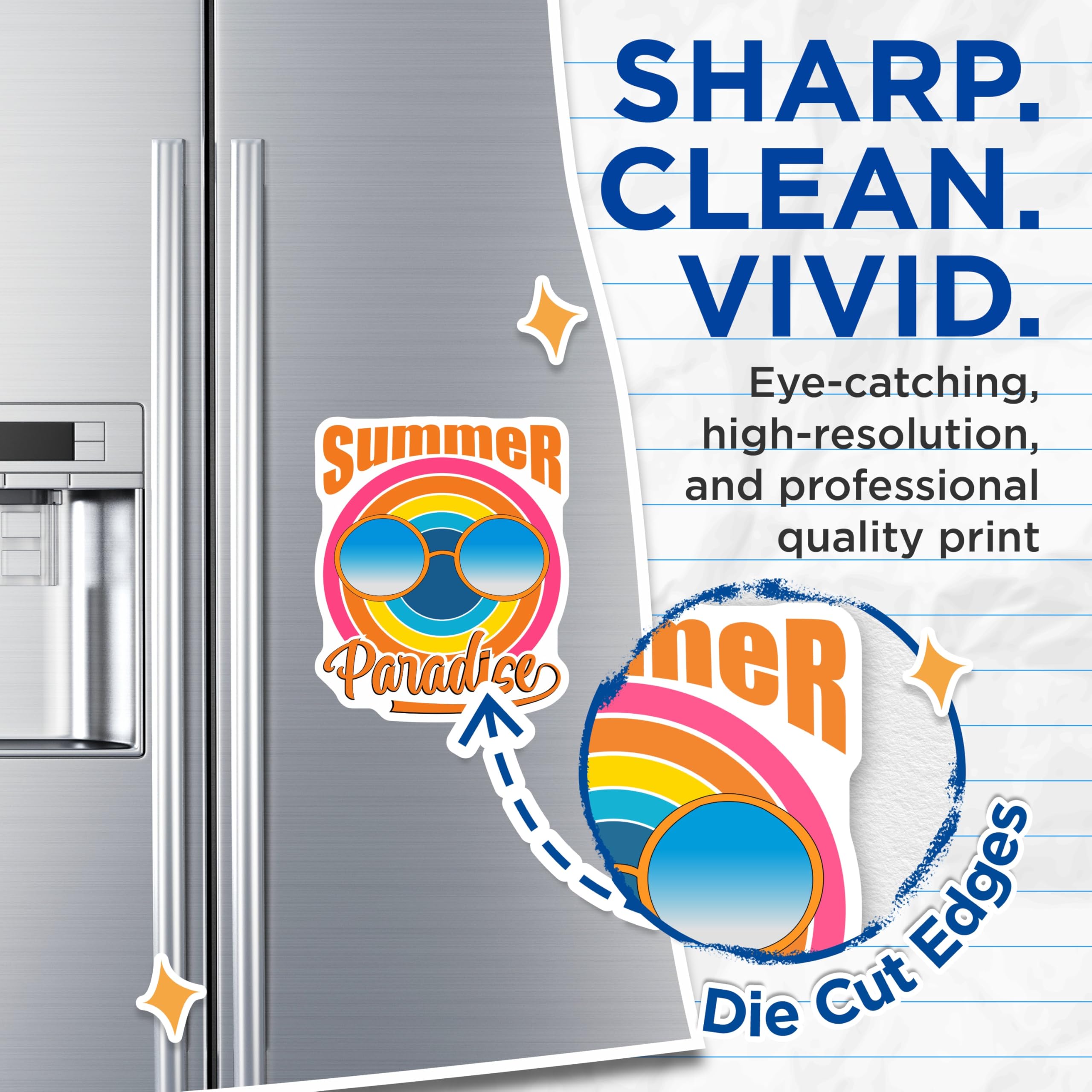 (2 Pack) Summer Paradise Magnets - Retro Sunglasses Decor - Beach Vacation Vibes - 5 Inches On Longest Side - Thick Durable Magnet - Made in USA - MAG20673