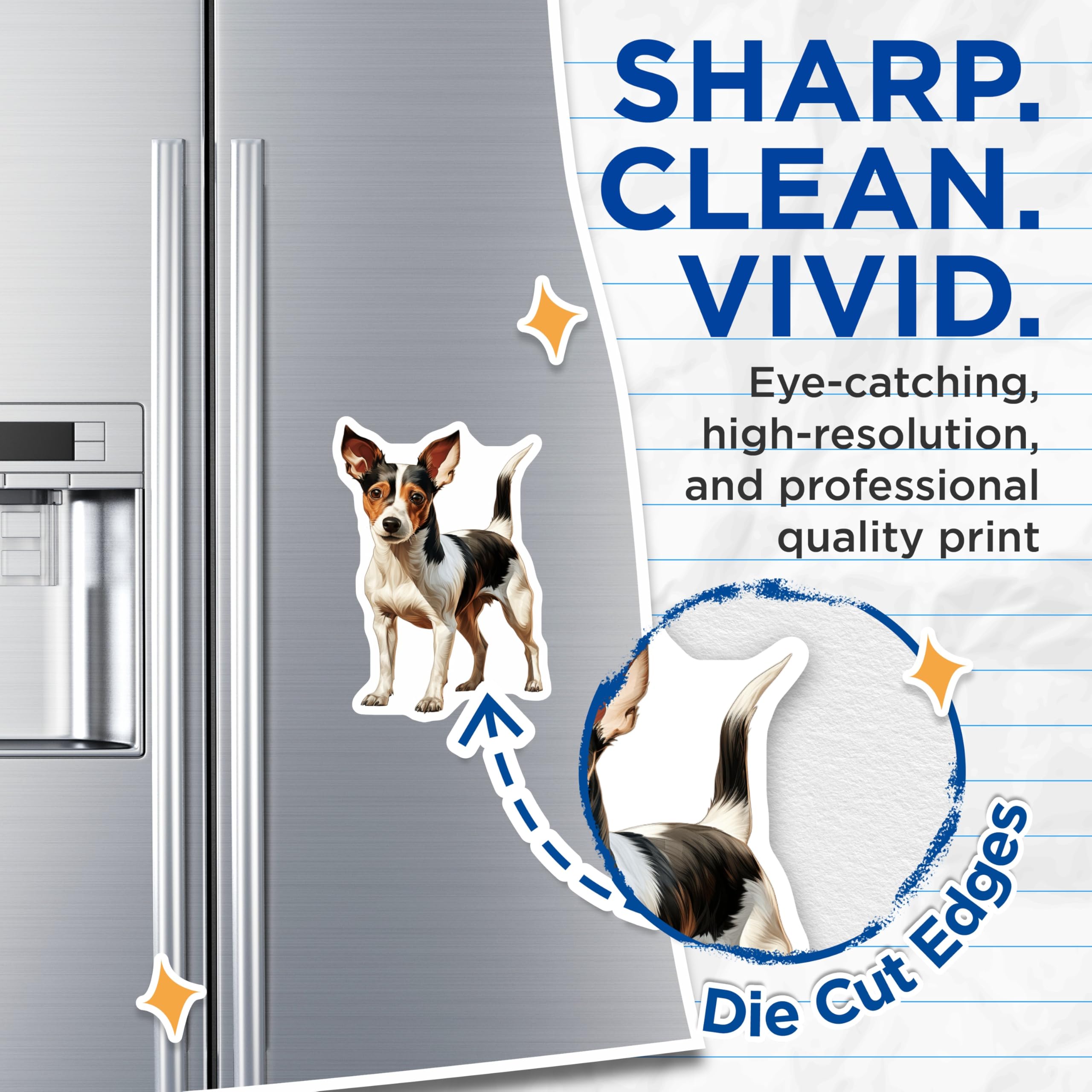 (2 Pack) Rat Terrier Dog Magnets - Small Dog Art Decor - Pet Lover Refrigerator Magnets - 5 Inches On Longest Side - Thick Durable Magnet - Made in USA - MAG25355