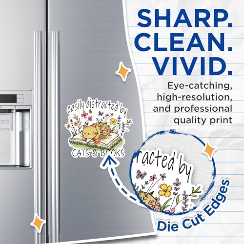 (2 Pack) Easily Distracted by Cats and Books Magnets - Funny Cat Lover Magnets - Book Reader Magnets- 5" On Longest Side - for Fridges, Toolboxes, Cars - Made in USA - MAG2872