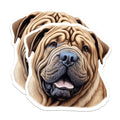 (2 Pack) Shar Pei Dog Magnets - Wrinkled Canine Art - Pet Owner Decor - Fridge Locker Display - Dog Lover Accessory - 5 Inches On Longest Side - Thick Durable Magnet - Made in USA - MAG24448