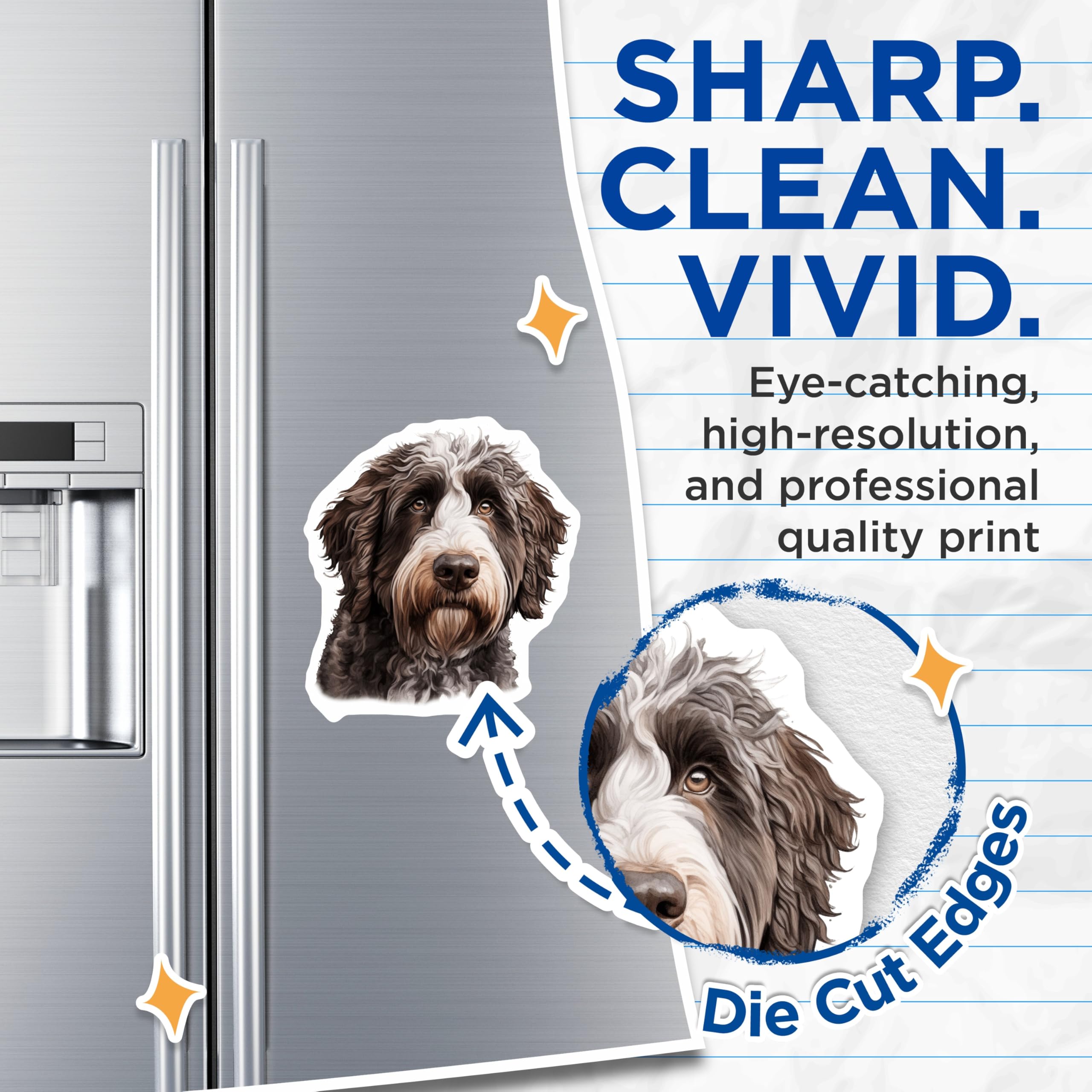 (2 Pack) Goldendoodle Magnets - Dog Lover Decor - Labradoodle Art for Dog Moms - 5 Inches On Longest Side - Thick Durable Magnet - Made in USA - MAG29267