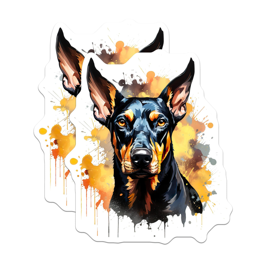 (2 Pack) Doberman Pinscher Magnets - Watercolor Dog Art - Doberman Owner Pet Lover - 5 Inches On Longest Side - Thick Durable Magnet - Made in USA - MAG25540