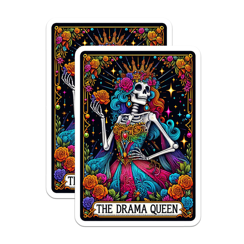 (2 Pack) Drama Queen Calavera Magnets - Dia De Los Muertos Decor - Vibrant Skull Art - 5 Inches On Longest Side - Thick Durable Magnet - Made in USA - MAG25080
