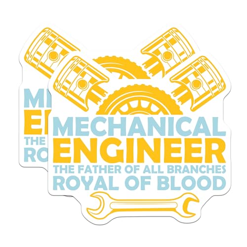 (2 Pack) Mechanical Engineer Stickers - Father of All Branches Stickers - Royal of Blood Stickers - 5" On Longest Side - Sticks to Smooth Flat Surfaces - Made in USA - BMCS4744