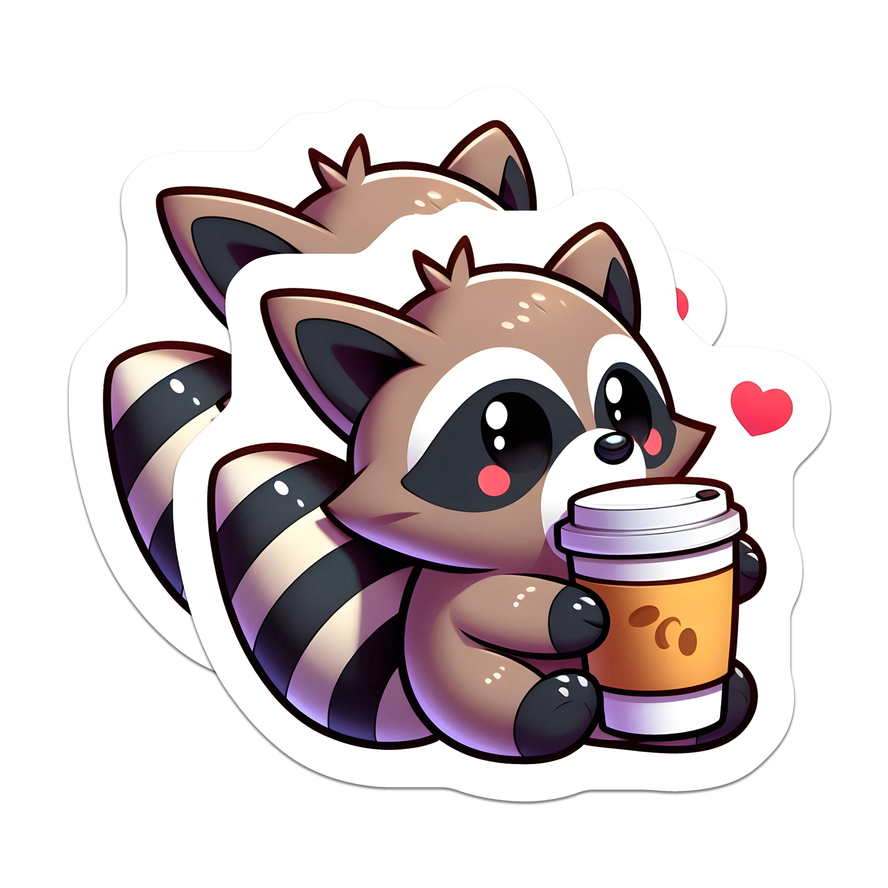 (2 Pack) Raccoon Coffee Magnets - Cute Kawaii Animal Fridge Decor - Coffee Lover Funny Trash Panda Office Locker Accessories - 5 Inches On Longest Side - Thick Durable Magnet - Made in USA - MAG38145