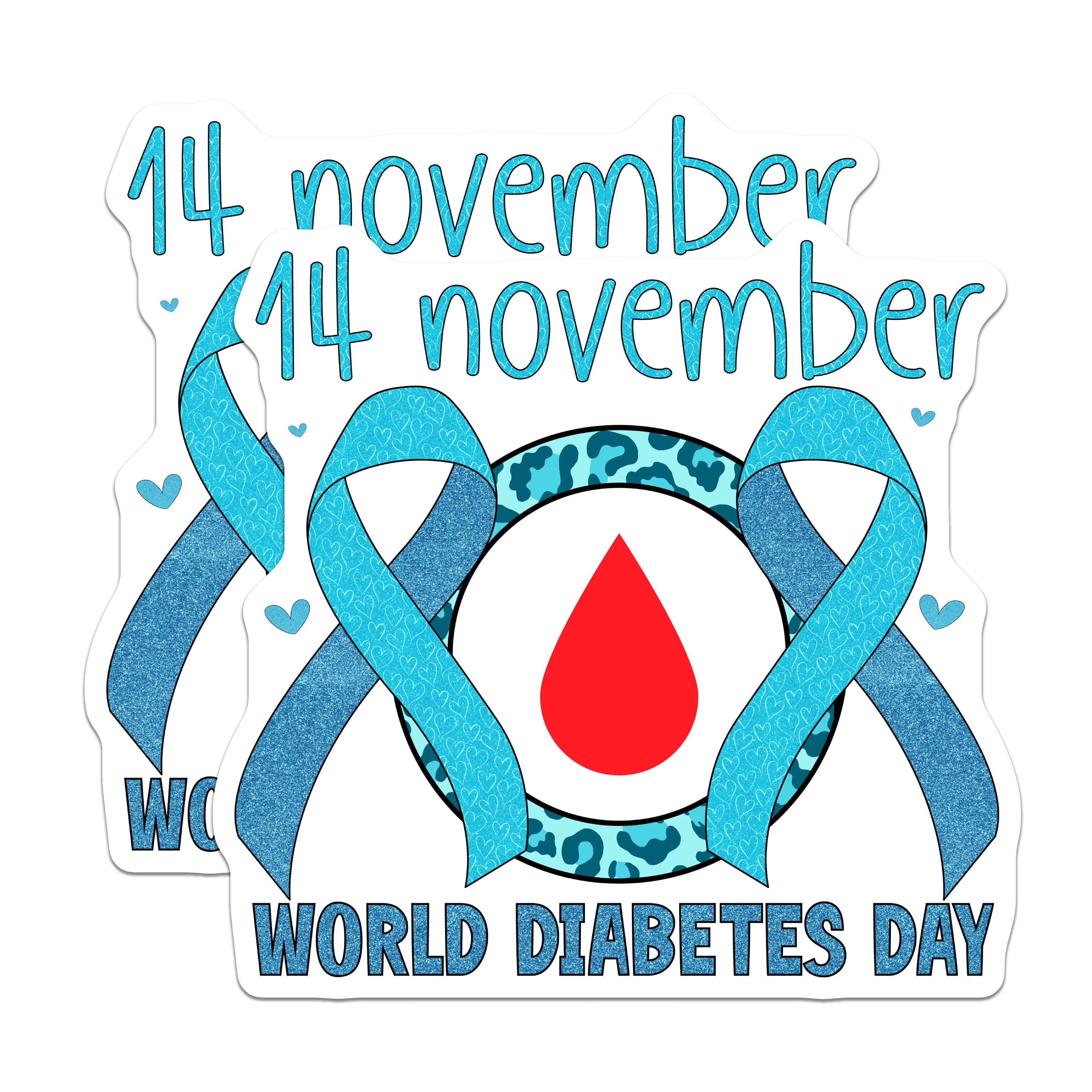 (2 Pack) World Diabetes Day Magnets - November 14th Awareness Ribbon - Chronic Illness Support Item - Diabetes Advocate Display - 5" - Durable Magnet - Made in USA - MAG37324