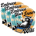 (3 Pack) Raccoon Laptop Decals - Embrace Inner Wild - Beach Vibe Decals - 3 Inches On Longest Side - Easy Peel & Apply - Made in USA - 3MCS0944