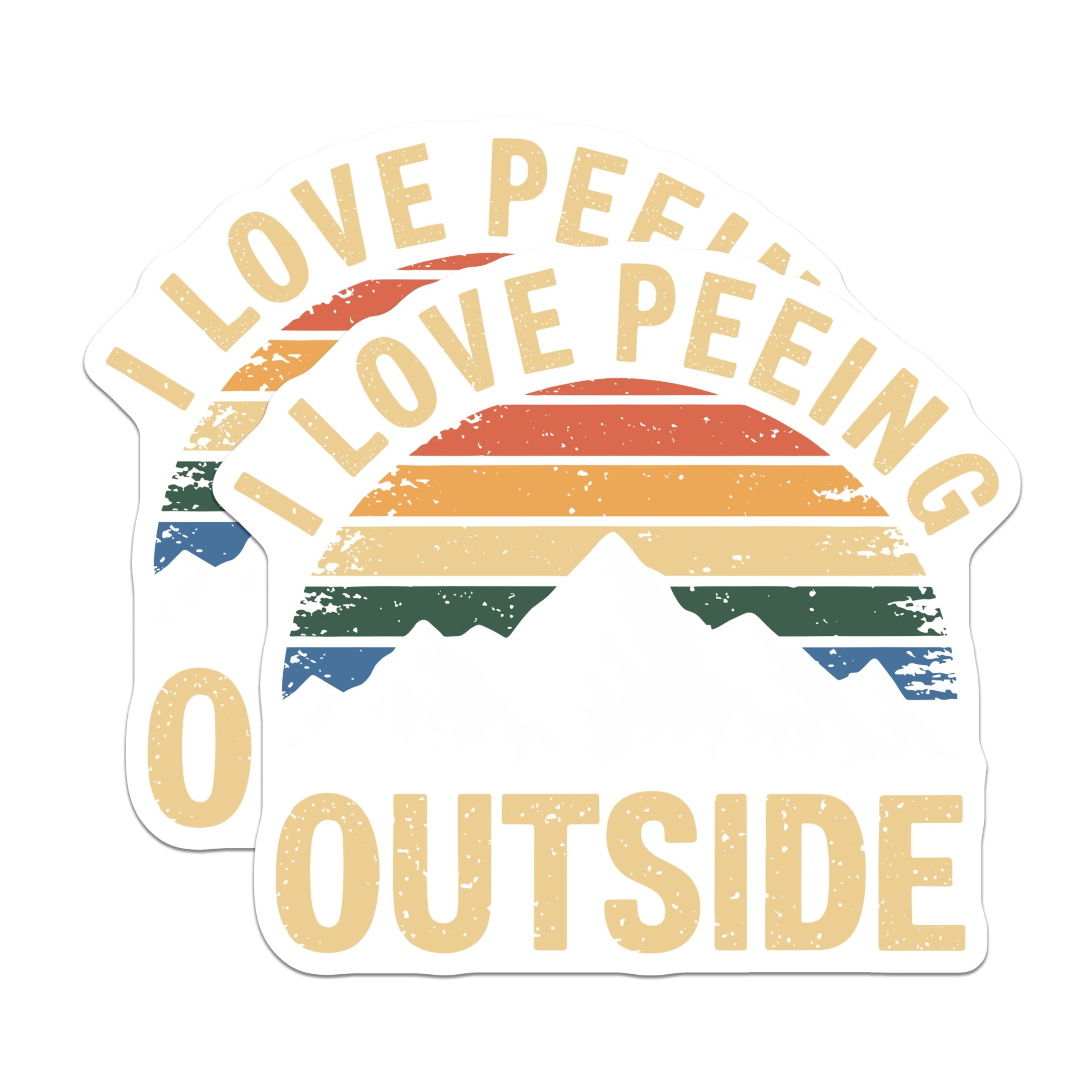 (2 Pack) I Love Peeing Outside Stickers - Funny Outdoor Camping Decal - Nature Adventure Humor Sticker - 5" On Longest Side - Sticks to Smooth Flat Surfaces - Made in USA - BMCS5609