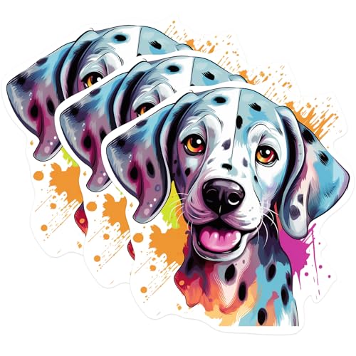 (3 Pack) Dalmatian Dog Decals - Colorful Puppy - Laptop Decals - 3 Inches On Longest Side - Easy Peel & Apply - Made in USA - 3MCS0720
