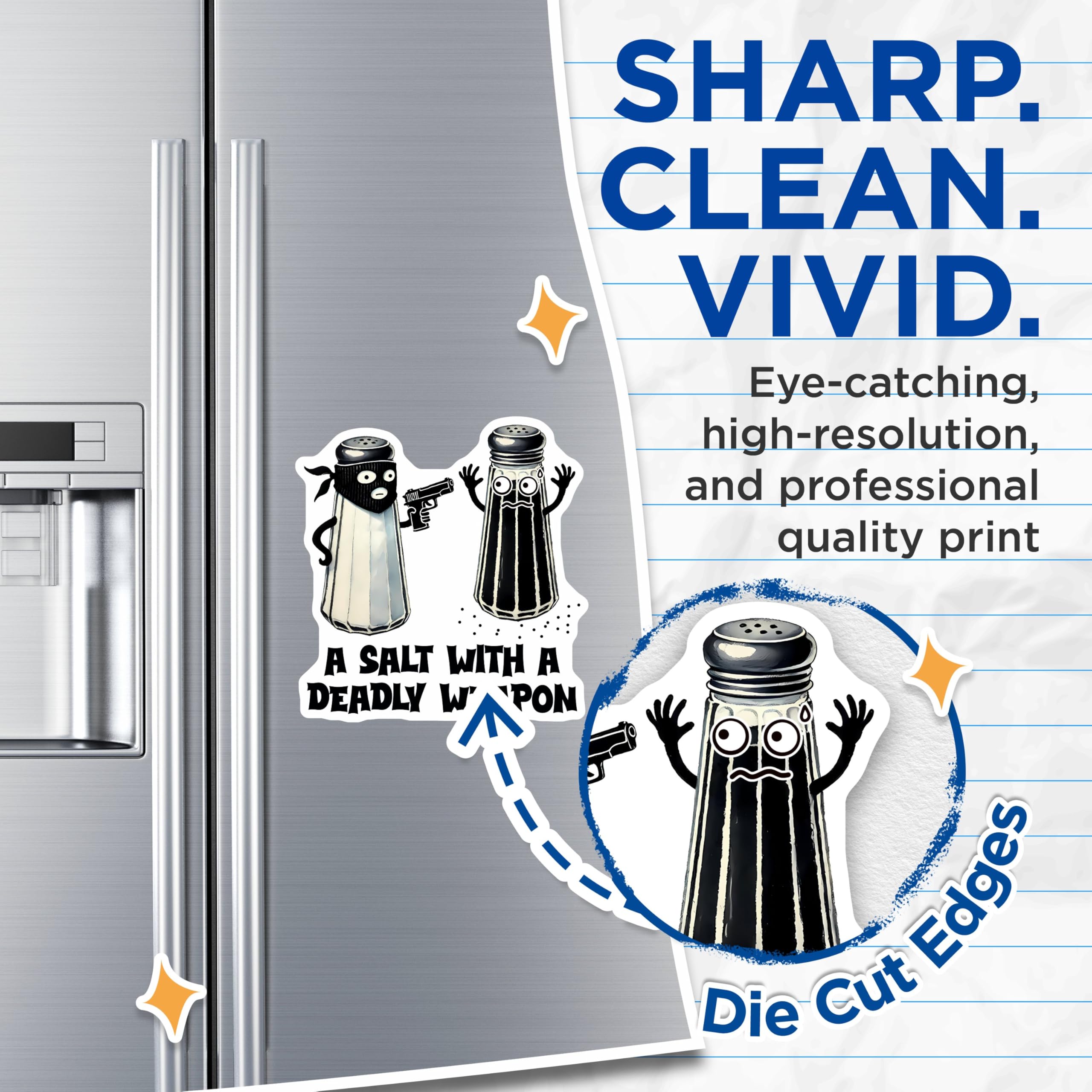 (2 Pack) Funny Pun Magnets - Kitchen Humor - Salt and Pepper Shaker Joke - 5" On Longest Side - for Cars, Fridges, Toolboxes - Made in USA - MAG7583