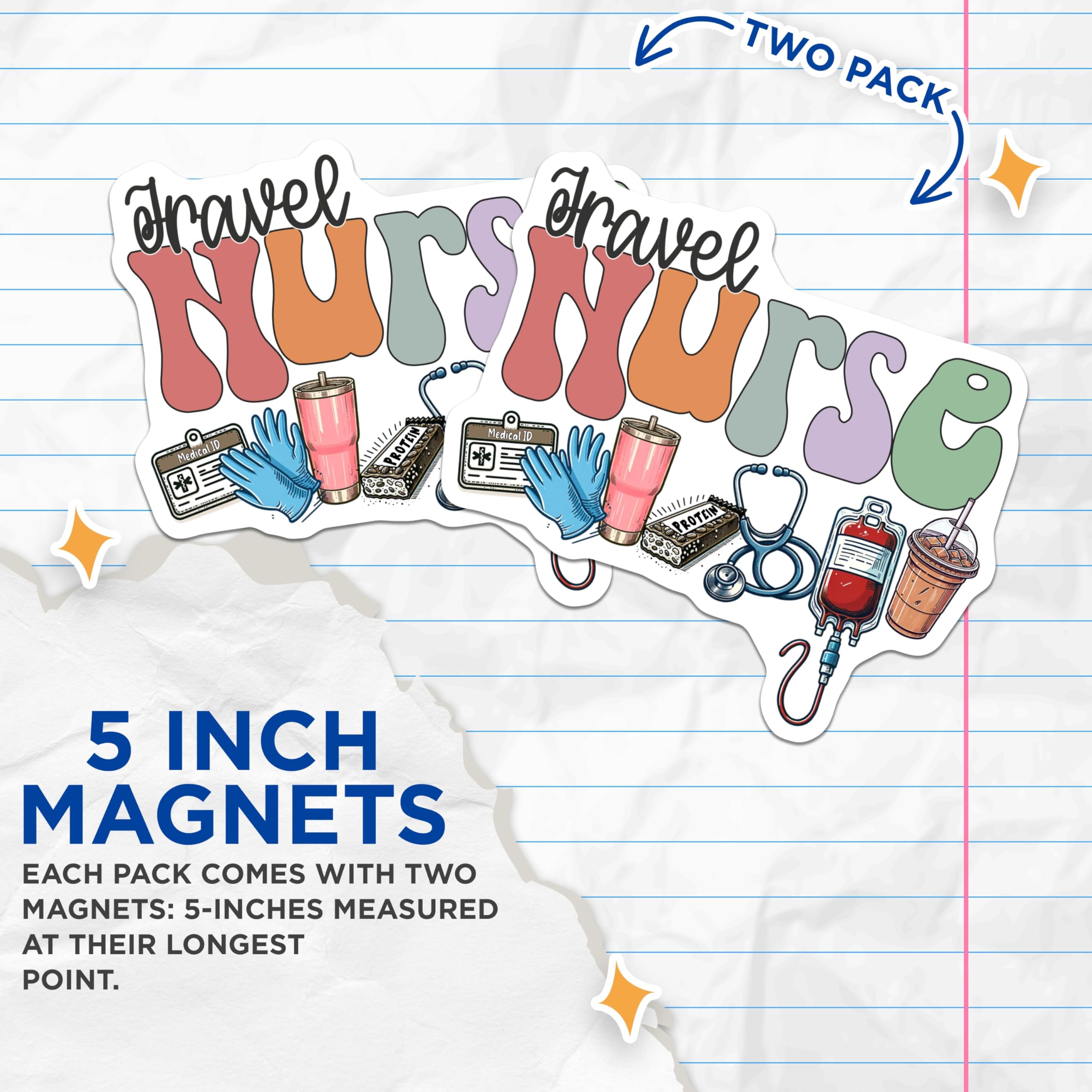 (2 Pack) Travel Nurse Magnets - Nursing Lifestyle Decor - Healthcare Hero Essentials - RN Practitioner Magnet - 5 Inches On Longest Side - Thick Durable Magnet - Made in USA - MAG20226