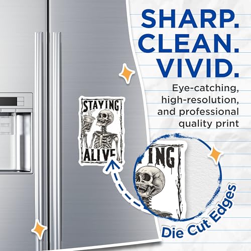 (2 Pack) Staying Alive Skeleton Magnets - Funny Skeleton Holding Cup - Halloween Skeleton - 5" On Longest Side - for Cars, Refrigerators, Toolboxes, Lockers - Made in USA BMCS3505