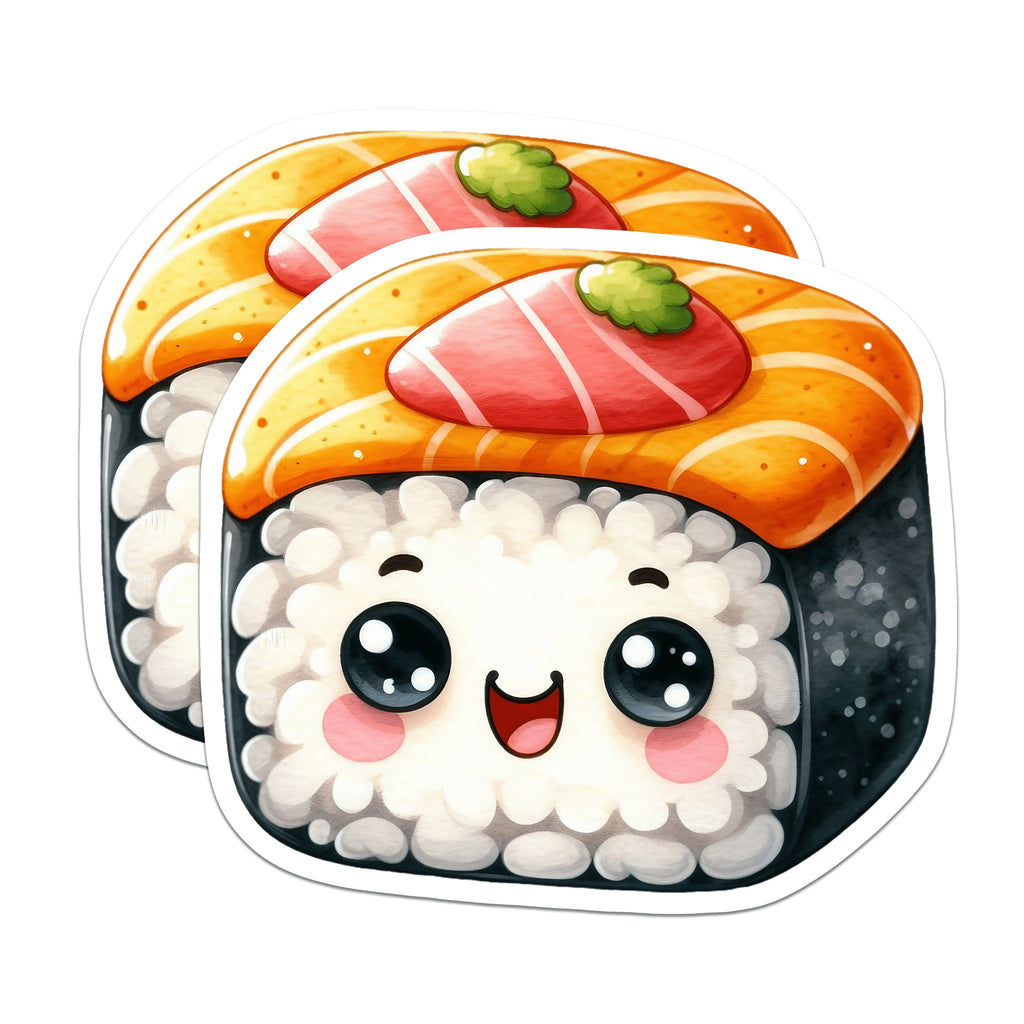 (2 Pack) Kawaii Sushi Roll Magnets - Cute Anime Food Refrigerator Decor - Japanese Kitchen Fun - 5 Inches On Longest Side - Thick Durable Magnet - Made in USA - MAG39664