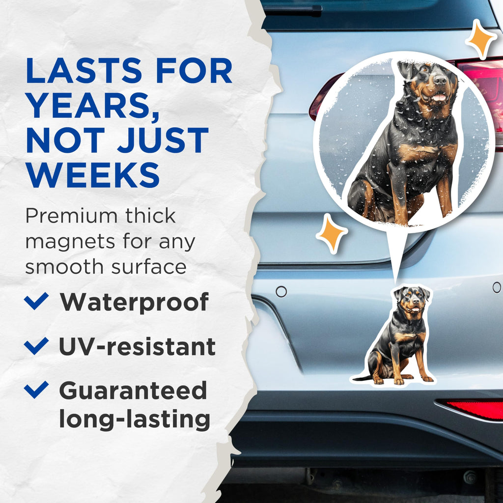 (2 Pack) Rottweiler Magnets - Rottie Dog Lover - Canine Breed Decor - 5 Inches On Longest Side - Thick Durable Magnet - Made in USA - MAG30206