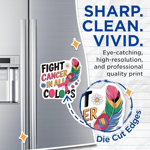 (2 Pack) Fight Cancer in Magnets Magnets - Inspirational Quotes - Colorful Ribbon - 5" On Longest Side - Made in USA - Sticks to Refrigerators & Metal Surfaces - MAG8748