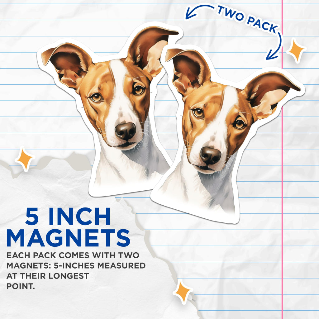 (2 Pack) Jack Russell Terrier Magnets - Realistic Dog Portrait - Pet Owner Dog Mom Lover Refrigerator Decor - 5 Inches On Longest Side - Thick Durable Magnet - Made in USA - MAG29366