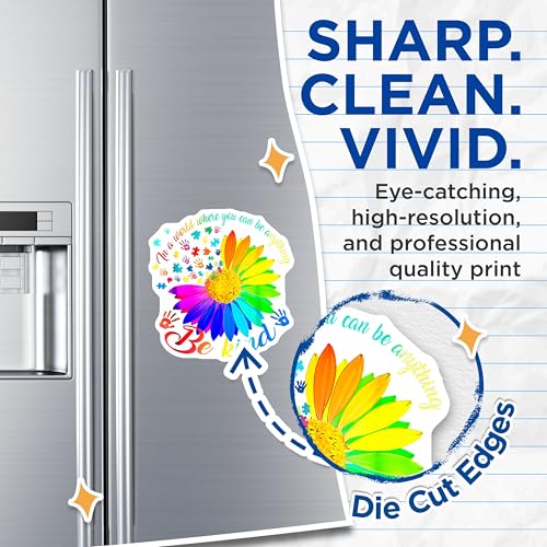 (2 Pack) Be Kind Magnets - Inspirational Quote Magnets - Rainbow Flower Magnets for Fridge - 5" On Longest Side - for Cars, Refrigerators, Toolboxes, Lockers - Made in USA BMCS3511