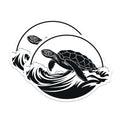 (2 Pack) Sea Turtle Magnets - Ocean Waves Decor - Marine Life Fridge Accents - 5 Inches On Longest Side - Thick Durable Magnet - Made in USA - MAG39962