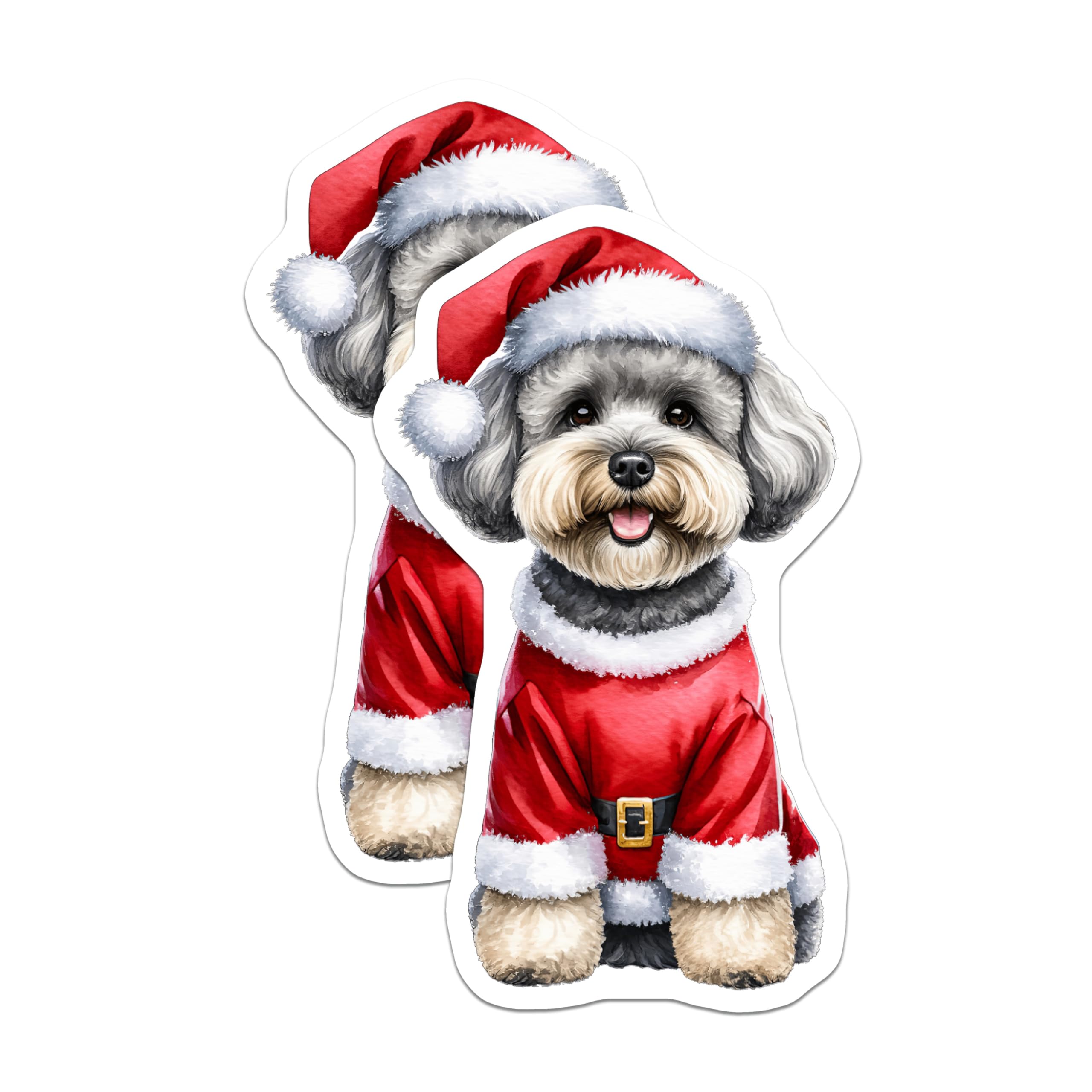 (2 Pack) Christmas Dog Magnets - Santa Puppy Refrigerator Magnets - Pet Lover Holiday Decor - 5 Inches On Longest Side - Thick Durable Magnet - Made in USA - MAG30609