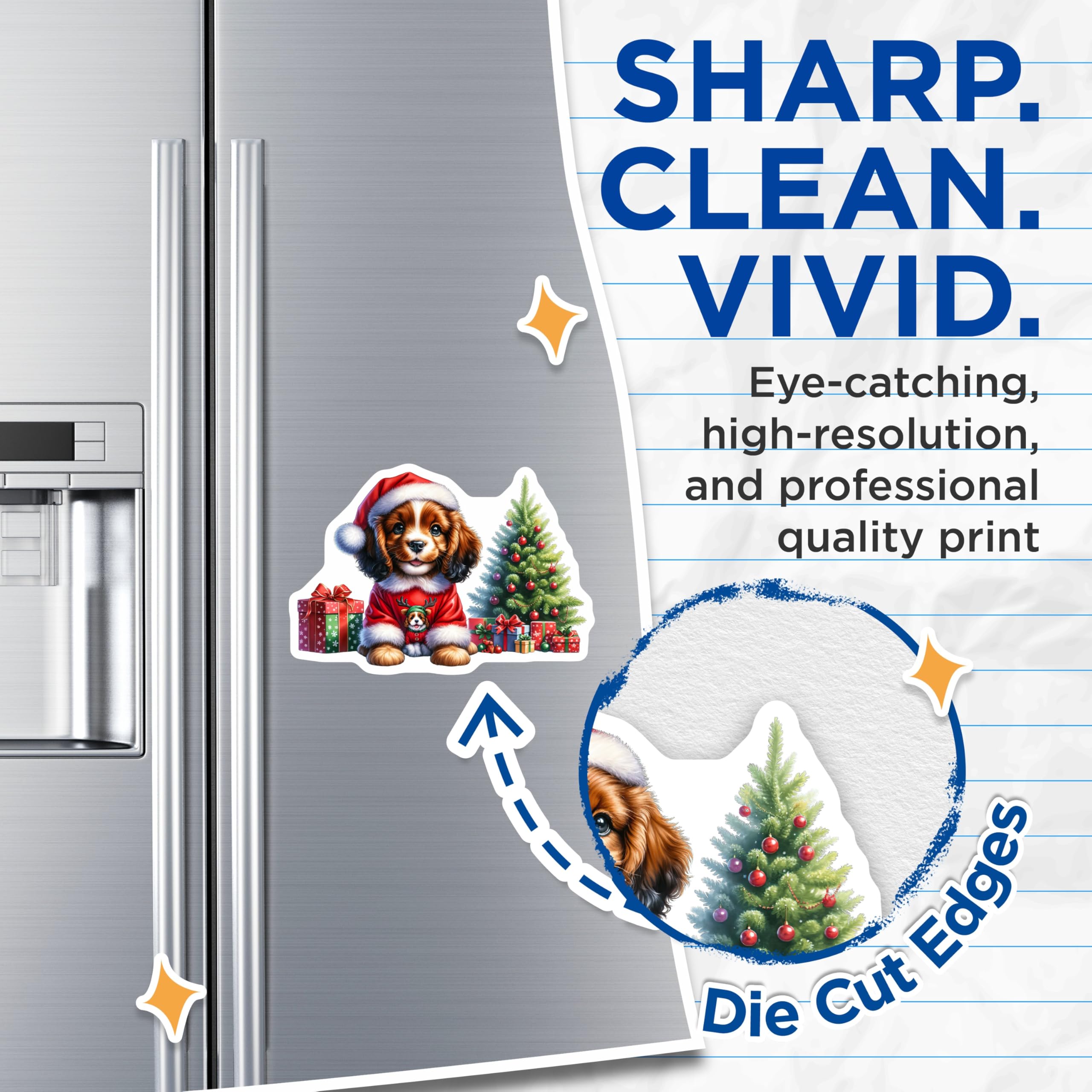 (2 Pack) Cavalier King Charles Spaniel Magnets - Christmas Puppy Decor - Festive Dog Lover Item - 5 Inches On Longest Side - Thick Durable Magnet - Made in USA - MAG24845