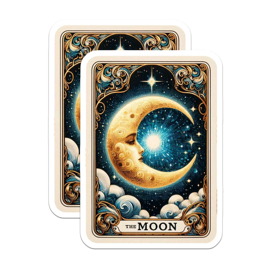 (2 Pack) The Moon Tarot Card Magnets - Celestial Refrigerator Decor - Mystical Altar Supplies - 5 Inches On Longest Side - Thick Durable Magnet - Made in USA - MAG20544