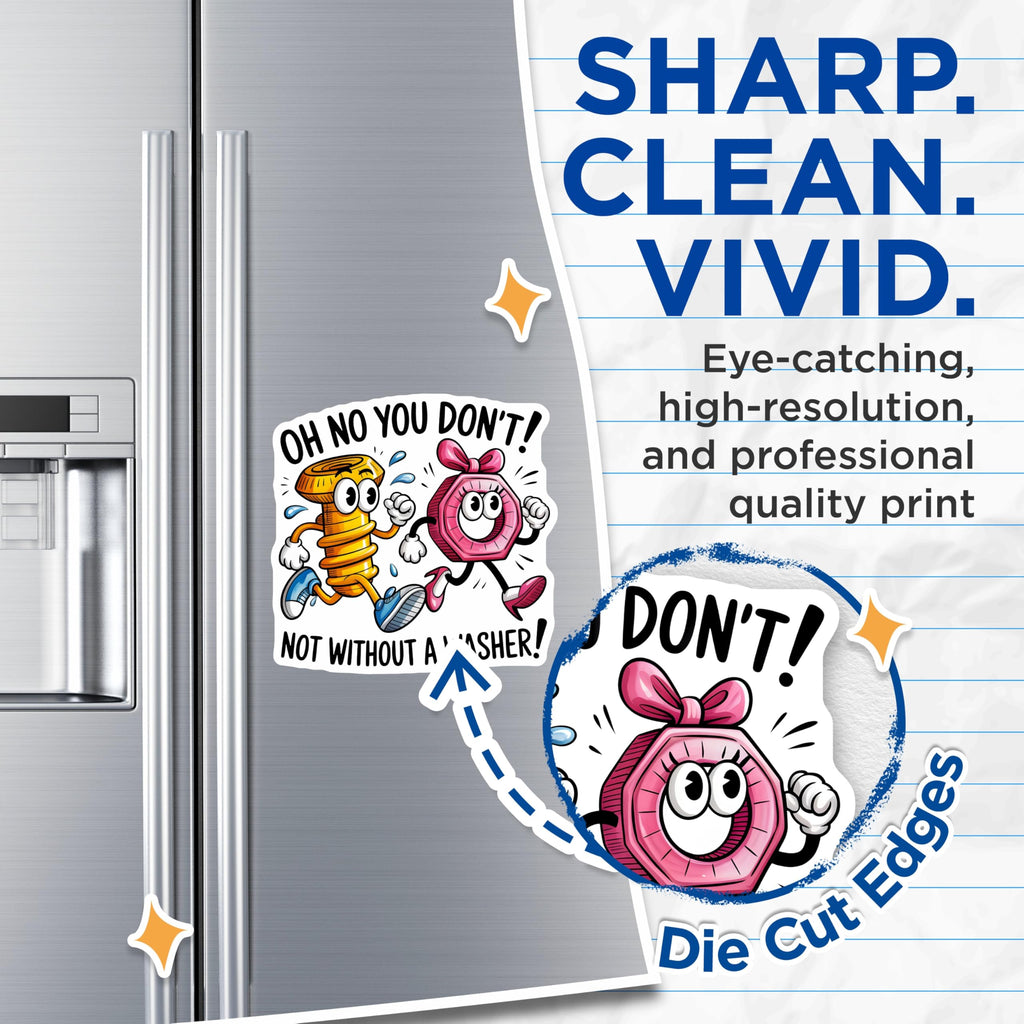 (2 Pack) Screw Washer Magnets - Funny Cartoon Magnets - Humor Tool Magnets - 5" On Longest Side - Premium Magnet - for Cars, Refrigerators, Toolboxes, Lockers - Made in USA - MAG14711