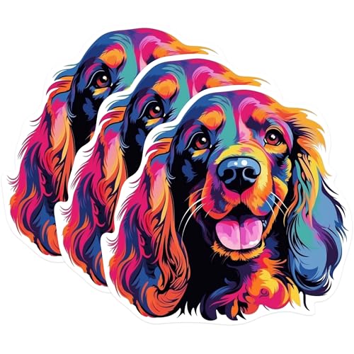 (3 Pack) Cocker Spaniel Decals - Colorful Dog Stickers - Laptop Decals - 3 Inches On Longest Side - Easy Peel & Apply - Made in USA - 3MCS0725