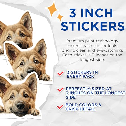 (3 Pack) Shiba Inu Decals - Puppy Stickers - Dog Breed Laptop Decal - 3 Inches On Longest Side - Easy Peel & Apply - Made in USA - 3MCS8694