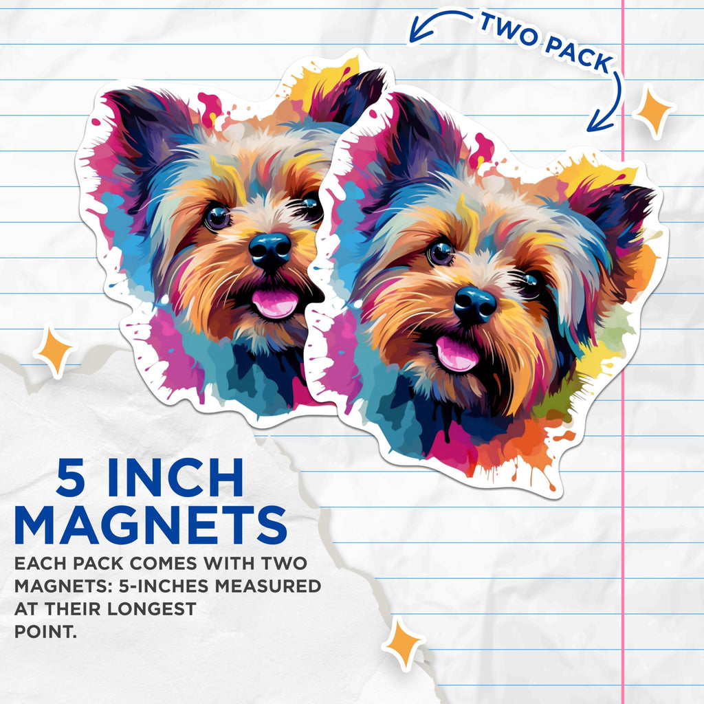 (2 Pack) Yorkshire Terrier Dog Breed Magnets - 5 Inches On Longest Side - Choose from Over 100 Dog Breeds - for Cars, Refrigerators, Toolboxes - Made in USA - MAG1983