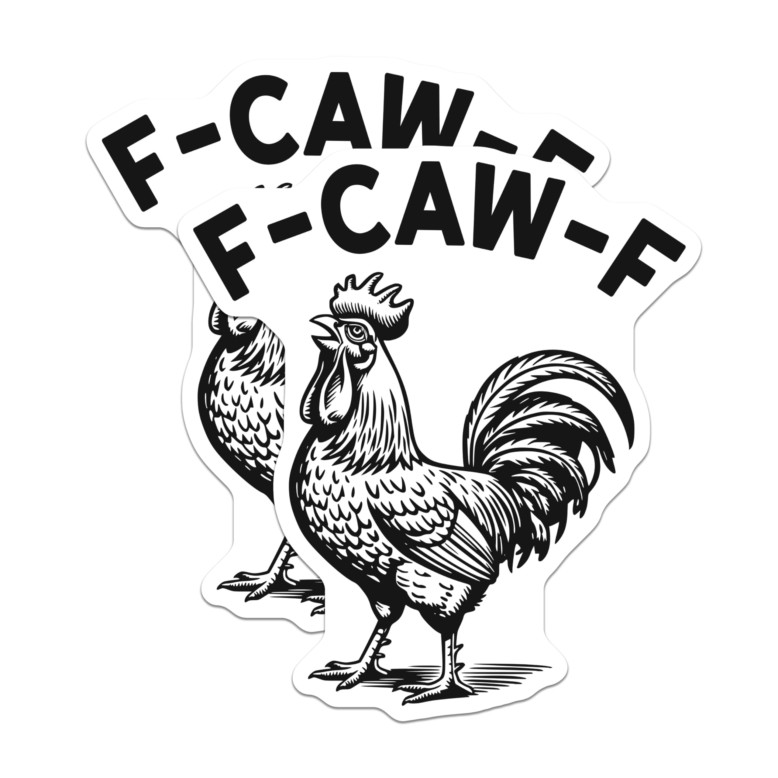 (2 Pack) F-CAW-F Magnets - Rooster Illustration - Funny Chicken Magnet - 5" On Longest Side - Premium Magnet - for Cars, Refrigerators, Toolboxes, Lockers - Made in USA - MAG16153