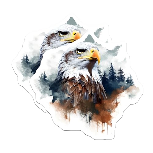 (2 Pack) Eagle Nature Stickers - Animal Art Stickers - Forest Wildlife Stickers - 5" On Longest Side - Sticks to Smooth Flat Surfaces - Made in USA - BMCS3805