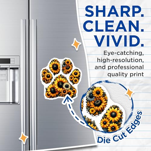 (2 Pack) Sunflower Paw Print Magnets - Flower Paw Print Decor - Pet Lover Accessories - 5" On Longest Side - for Cars, Fridges, Toolboxes - Made in USA - MAG7977