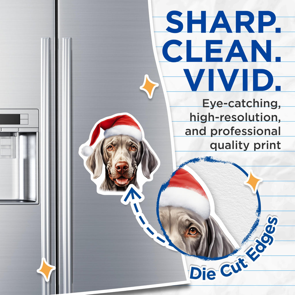 (2 Pack) Weimaraner Christmas Magnets - Santa Dog Holiday Decor - Dog Lover Refrigerator Magnets - 5 Inches On Longest Side - Thick Durable Magnet - Made in USA - MAG28189