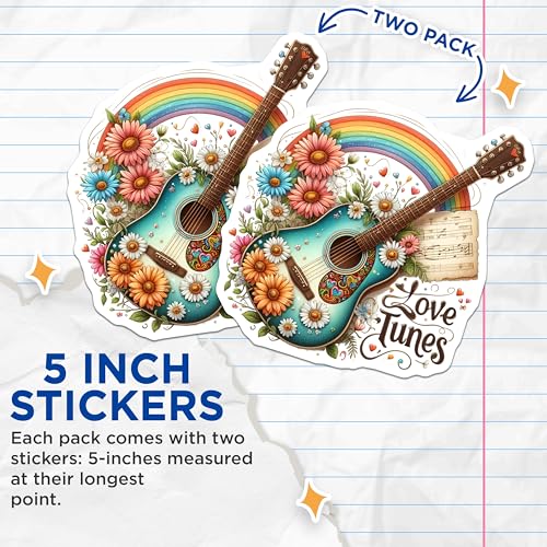 (2 Pack) Love Tunes Stickers - 5" On Longest Side - Sticks to Smooth Flat Surfaces - Made in USA - BMCS8851 - BMCS8851