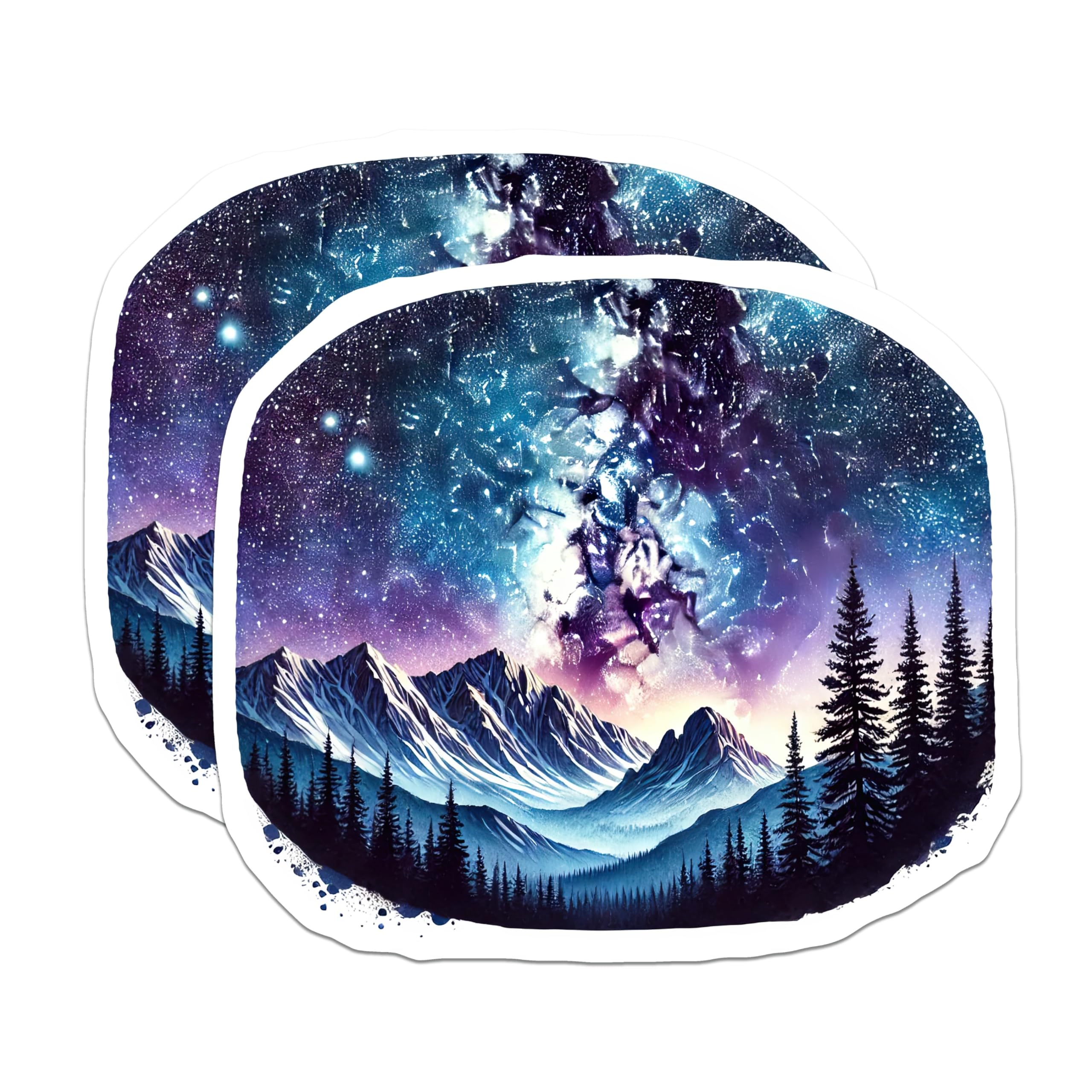 (2 Pack) Mountain Galaxy Magnets - Night Sky Decor - Starry Landscape Magnets - 5" On Longest Side - Premium Magnet - for Cars, Refrigerators, Toolboxes, Lockers - Made in USA - MAG18537