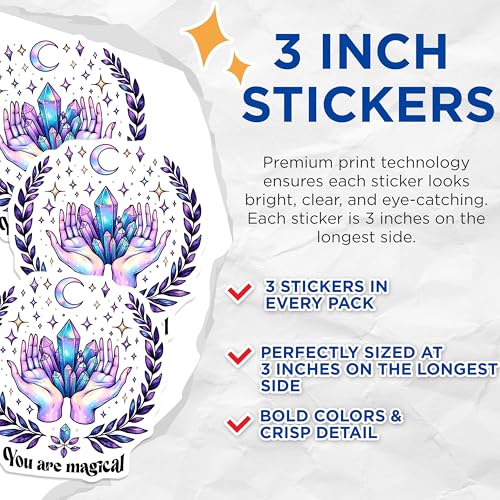 (3 Pack) Crystal Decals - Magical Hands - You are Magical Sticker - 3 Inches On Longest Side - Easy Peel & Apply - Made in USA - 3MCS6817