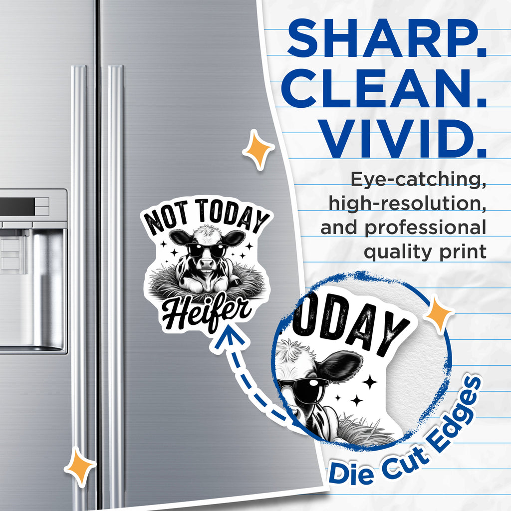(2 Pack) Not Today Heifer Magnets - Funny Sarcastic Cow Magnets - Humorous Farm Animal Decor - Refrigerator Decorations for Her - 5" - Durable Magnet - Made in USA - MAG37102
