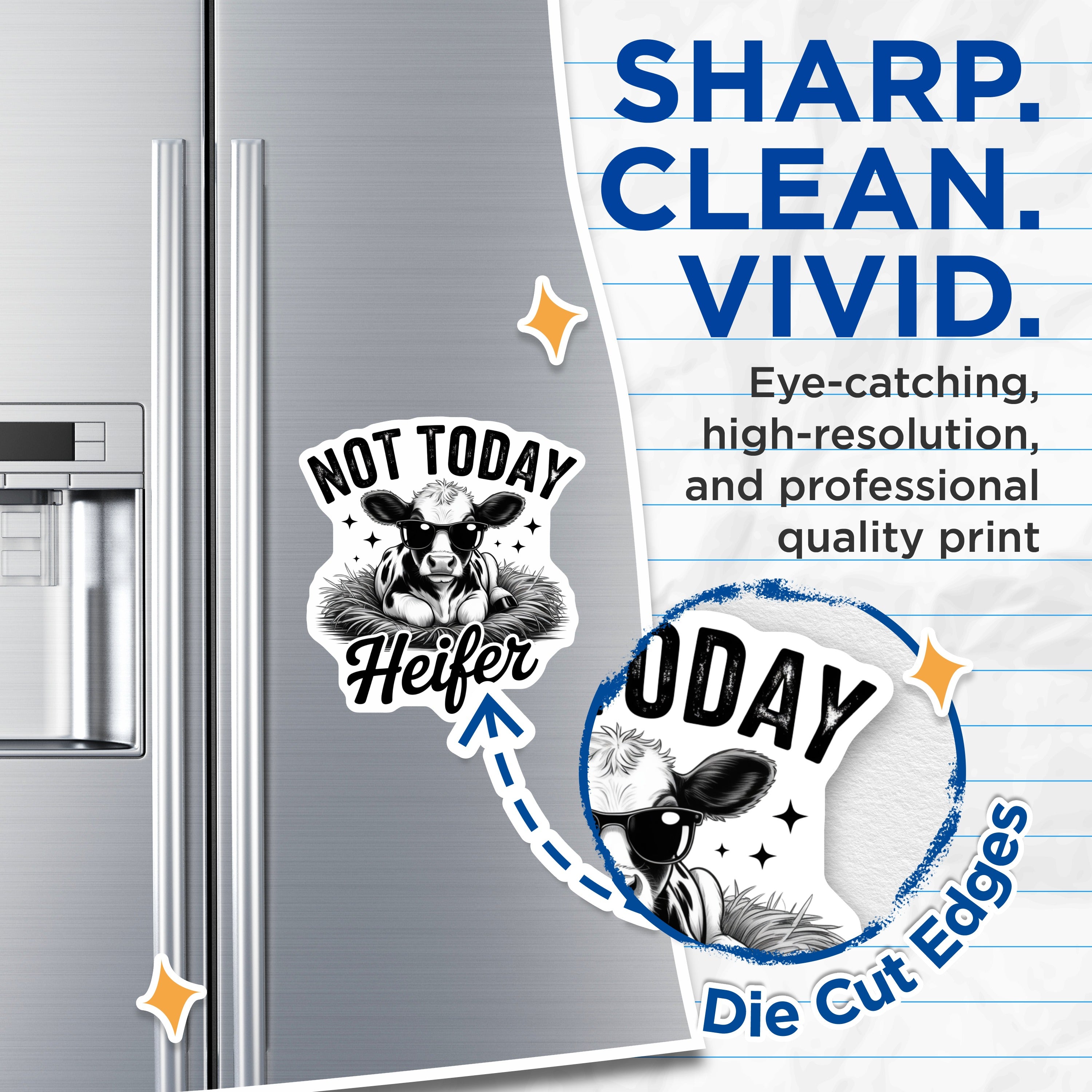 (2 Pack) Not Today Heifer Magnets - Funny Sarcastic Cow Magnets - Humorous Farm Animal Decor - Refrigerator Decorations for Her - 5" - Durable Magnet - Made in USA - MAG37102
