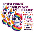 (3 Pack) Funny Unicorn Decals - Rude Rainbow Humor - Sarcastic Quote Decal - 3 Inches On Longest Side - Easy Peel & Apply - Made in USA - 3MCS2125