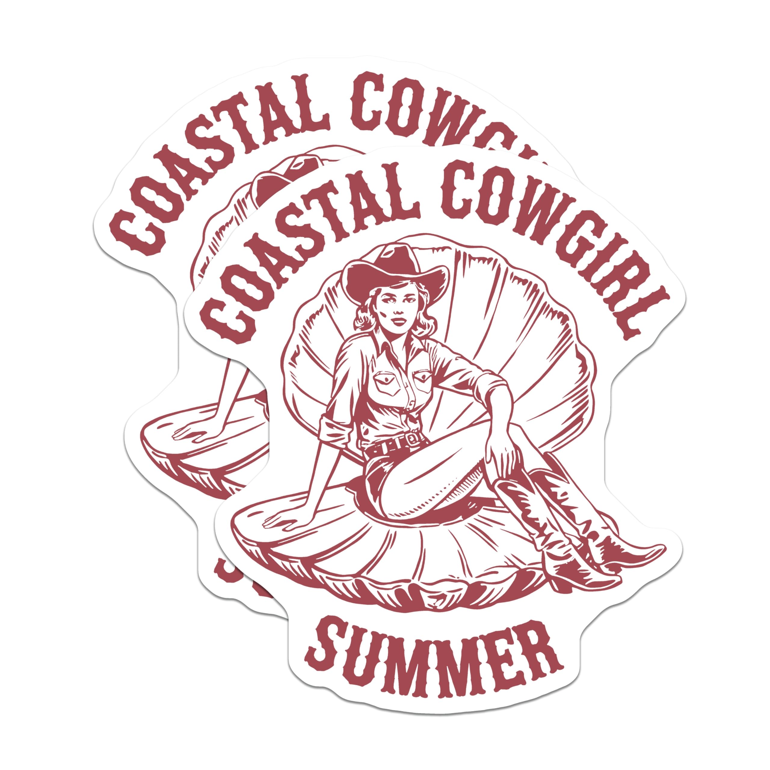 (2 Pack) Coastal Cowgirl Magnets - Pin Up Beach Summer Decor - Western Style Refrigerator Locker Kitchen Magnets - 5 Inches On Longest Side - Thick Durable Magnet - Made in USA - MAG19191