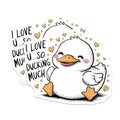 (2 Pack) I Love You Stickers - Cute Duck Stickers - Adorable Animal Stickers - 5" On Longest Side - Sticks to Smooth Flat Surfaces - Made in USA - BMCS9526
