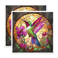 (2 Pack) Stained Glass Hummingbird Magnets - Nature Art Decor - Vibrant Bird Home Accent Fridge Magnet - 5 Inches On Longest Side - Thick Durable Magnet - Made in USA - MAG30695