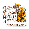 (2 Pack) Jesus Fills My Cup Magnets - Inspirational Christian Faith Decor - Psalm 23:5 Scripture Leopard Print Sunflowers Art - 5 Inches On Longest Side - Thick Durable Magnet - Made in USA - MAG23357