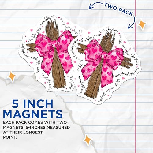 (2 Pack) Love Like Jesus Magnets - Heart Cross Magnets - Christian Faith Magnets - 5" On Longest Side - for Cars, Refrigerators, Toolboxes, Lockers - Made in USA BMCS3522