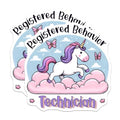 (2 Pack) Registered Behavior Technician Magnets - Unicorn Magnets - Cute Magnets for Technicians - 5" On Longest Side - for Cars, Refrigerators, Toolboxes, Lockers - Made in USA BMCS3168