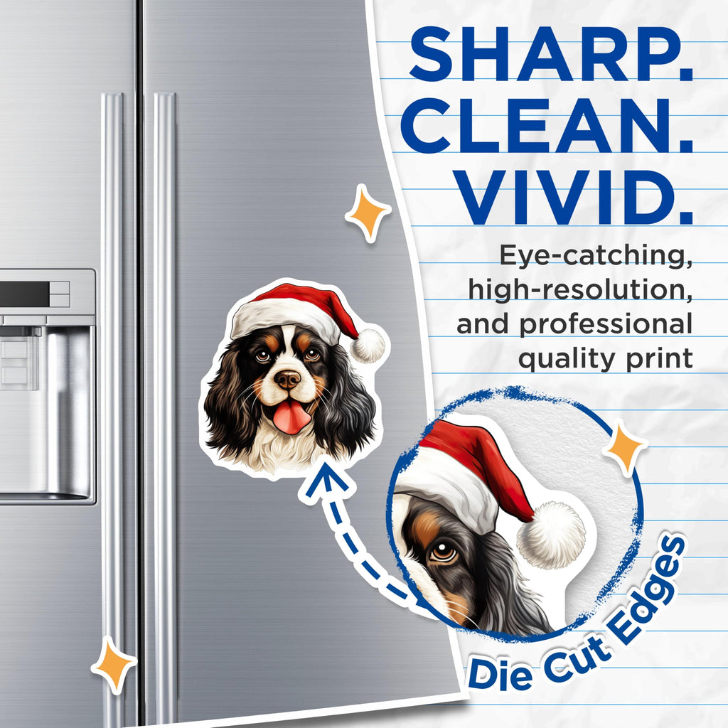 (2 Pack) Cavalier King Charles Spaniel Magnets - Christmas Dog Decor - Pet Lover Fridge Accessory - 5 Inches On Longest Side - Thick Durable Magnet - Made in USA - MAG29876