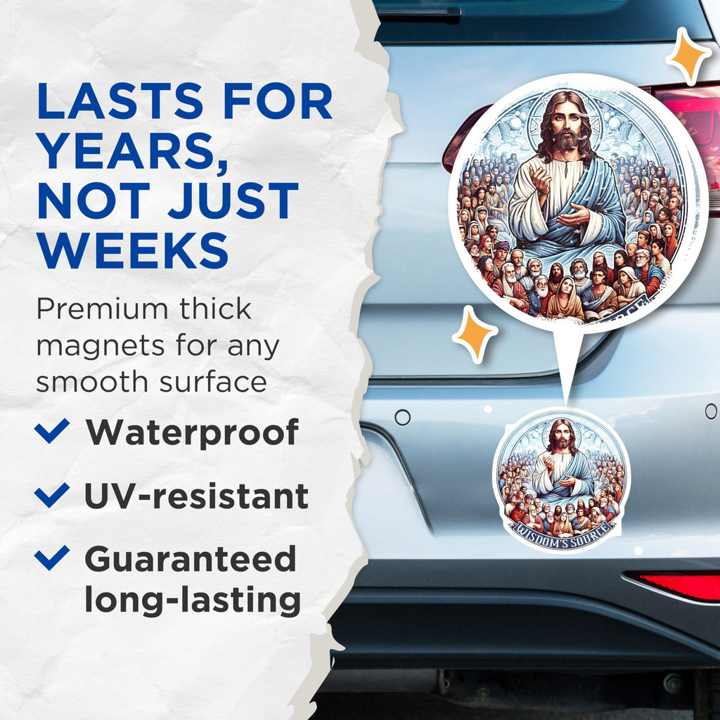 (2 Pack) Jesus Christ Magnets - Christian Religious Art - Spiritual Faith Home Decor - Wisdom's Source Devotion - 5 Inches On Longest Side - Thick Durable Magnet - Made in USA - MAG26446