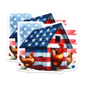 (2 Pack) Patriotic Chicken Coop Stickers - American Flag Rooster - Farm Life Sticker - 5" On Longest Side - Sticks to Smooth Flat Surfaces - Made in USA - BMCS7284