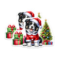 (2 Pack) Christmas Puppy Magnets - Santa Dog Holiday Decor - Cute Aussie Merch - 5 Inches On Longest Side - Thick Durable Magnet - Made in USA - MAG25059